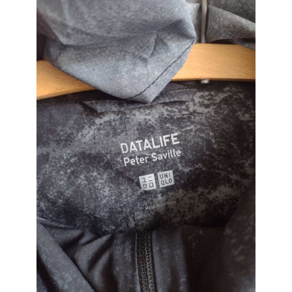 Uniqlo Peter Saville Datalife Design Windbreaker Jacket Black Grey Full Zip Sz S - Picture 2 of 9